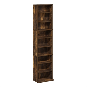Furinno JAYA 9-Shelf Multimedia Media Storage Tower Rack with Amber Pine