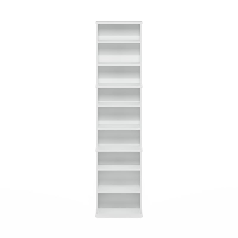 Furinno JAYA 9-Shelf Multimedia Media Storage Tower Rack with AdJUSTable White