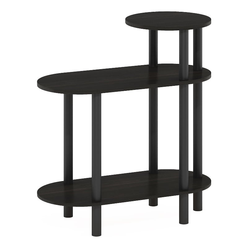 Furinno TURN-N-TUBE 3-Tier Oval Sofa Side Table in End Table with Espresso/Black