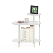Furinno TURN-N-TUBE 3-Tier Oval Sofa Side Table in End Table with White/White