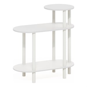 Furinno TURN-N-TUBE 3-Tier Oval Sofa Side Table in End Table with White/White