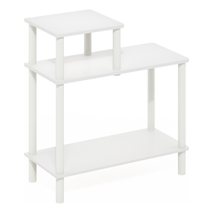 Furinno TURN-N-TUBE 3-Tier Rectangular Sofa Side Table in End Table White/White
