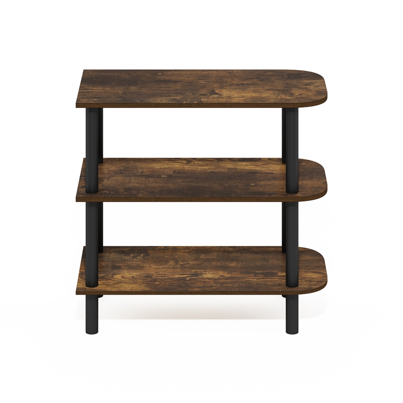 Furinno TURN-N-TUBE 26-Inch 3-Tier Curved Freestanding Shoe Amber Pine/Black