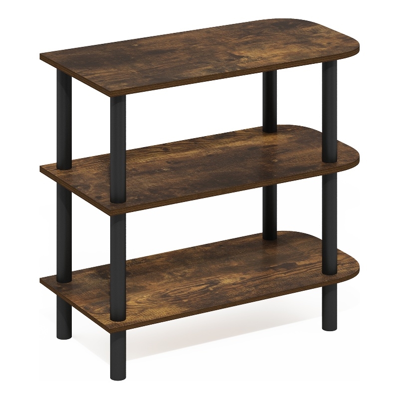 Furinno TURN-N-TUBE 26-Inch 3-Tier Curved Freestanding Shoe Amber Pine/Black