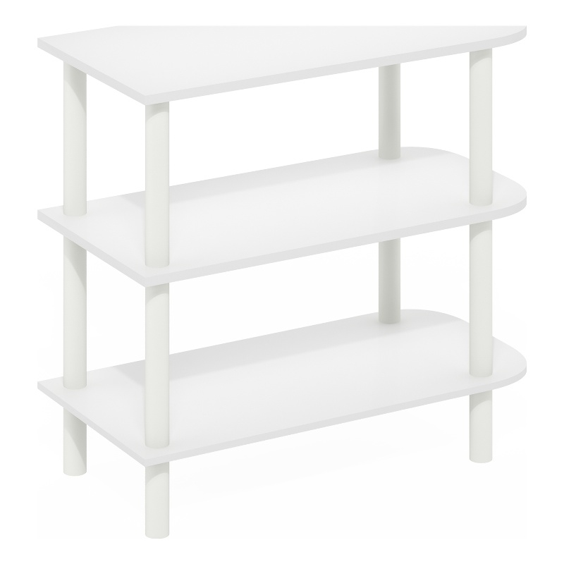 Furinno TURN-N-TUBE 26-Inch 3-Tier Curved Freestanding Shoe Rack White/White