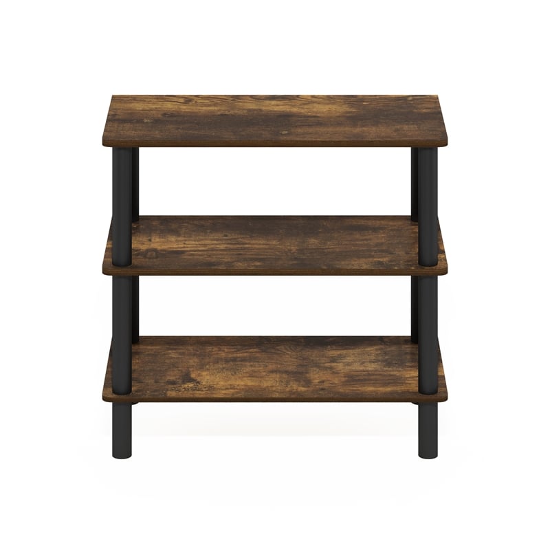 Furinno TURN-N-TUBE 26-Inch 3-Tier Freestanding Shoe Rack Amber Pine/Black