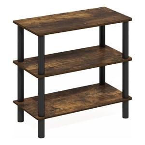 Furinno TURN-N-TUBE 26-Inch 3-Tier Freestanding Shoe Rack Amber Pine/Black