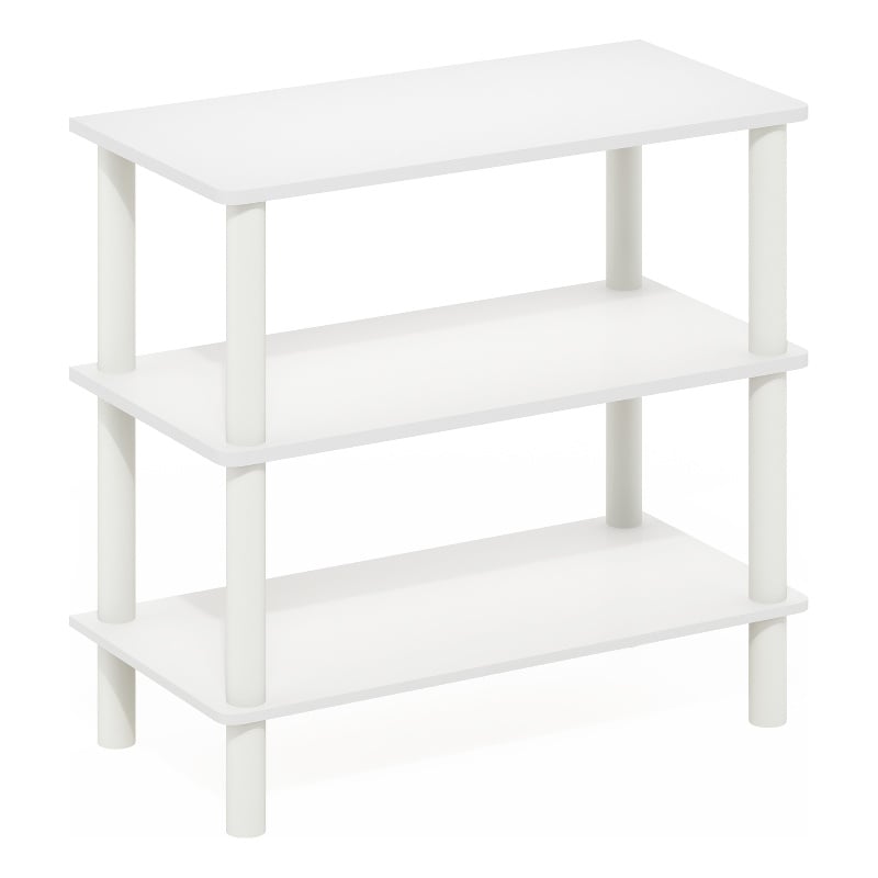 Furinno TURN-N-TUBE 26-Inch 3-Tier Freestanding Shoe Rack Storage White/White