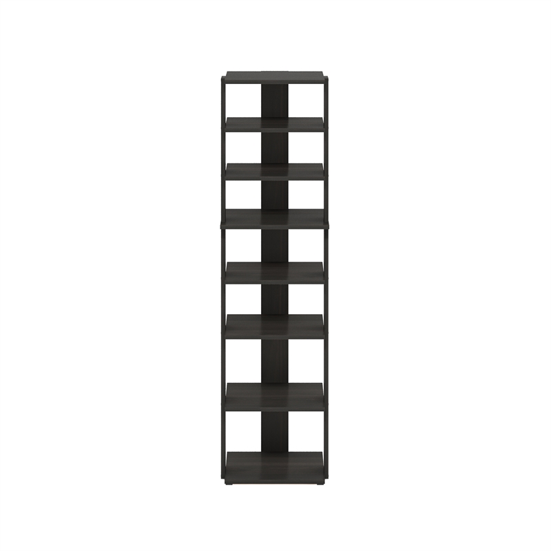 Furinno Compact 8-Tier Vertical Free Standing Shoe Tower in Shoe Rack Espresso