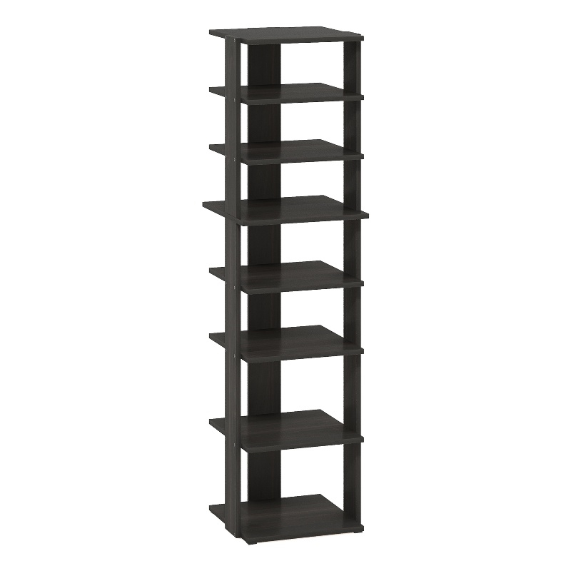 Furinno Compact 8-Tier Vertical Free Standing Shoe Tower in Shoe Rack Espresso