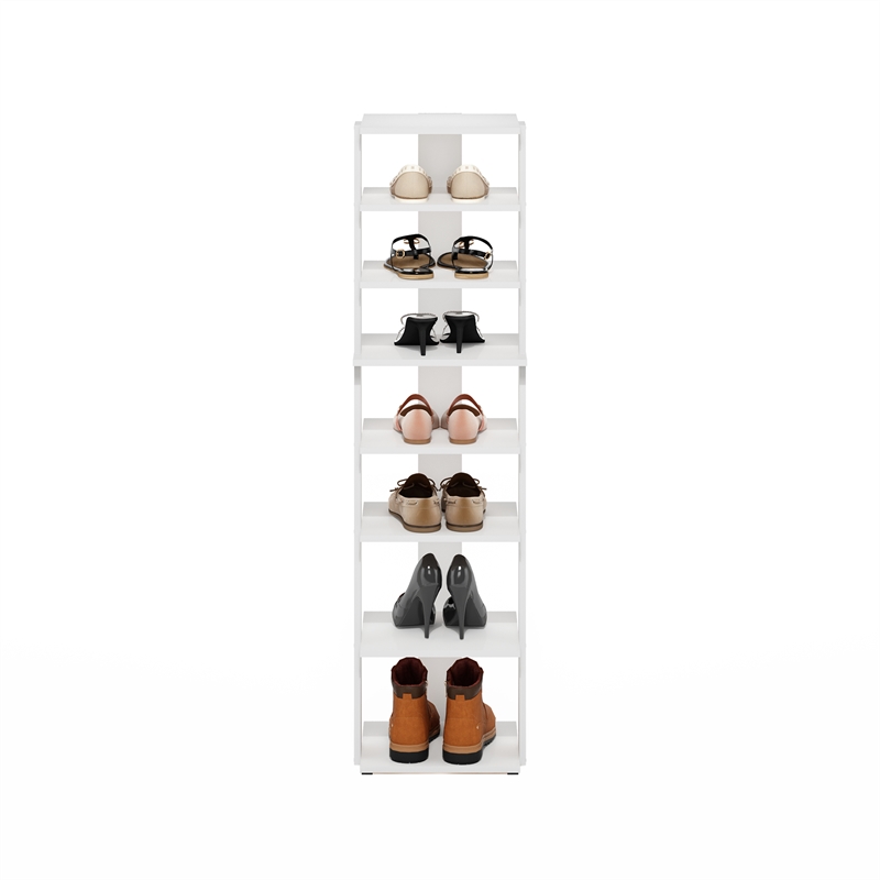 Furinno Compact 8-Tier Vertical Free Standing Shoe Tower in Shoe Rack for White