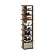 Furinno Compact 9-Tier Vertical Free Standing Shoe Tower in Shoe Rack Amber Pine