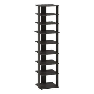 Furinno Compact 9-Tier Vertical Free Standing Shoe Tower in Shoe Rack Espresso