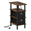 Furinno TURN-N-TUBE 4-Tier Side Table in End Table in Amber Pine/Black/Black