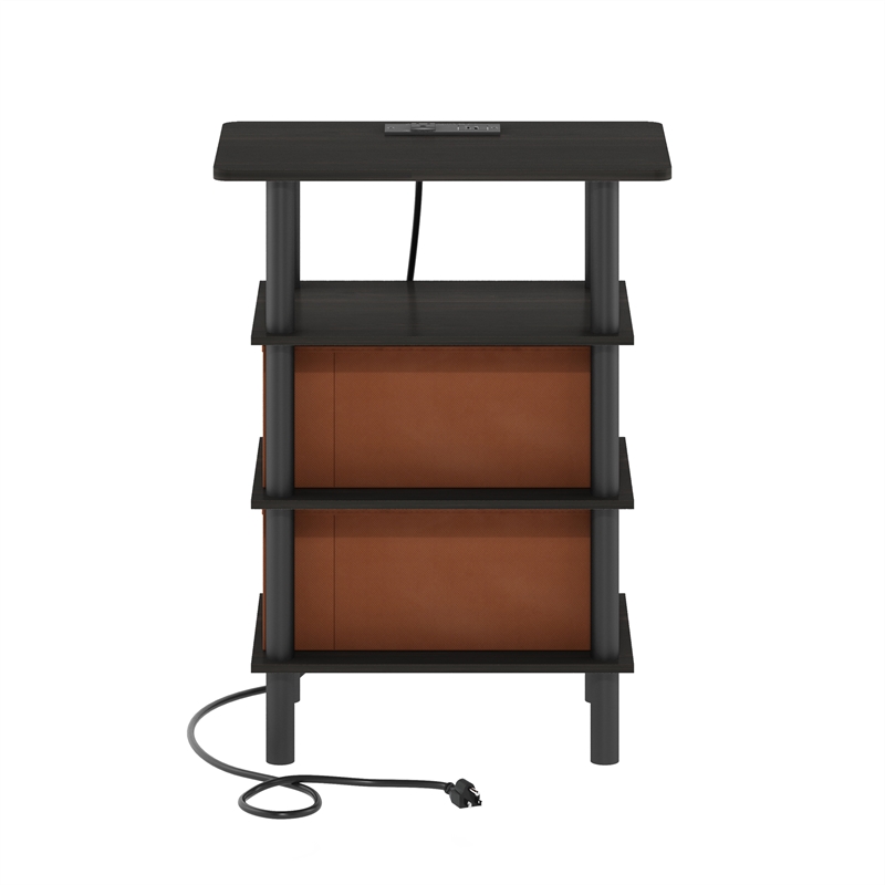 Furinno TURN-N-TUBE 4-Tier Side Table in End Table in Espresso/Black/Brown