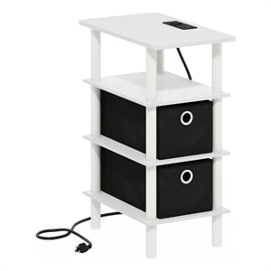 Furinno TURN-N-TUBE 4-Tier Side Table in End Table in White/White/Black