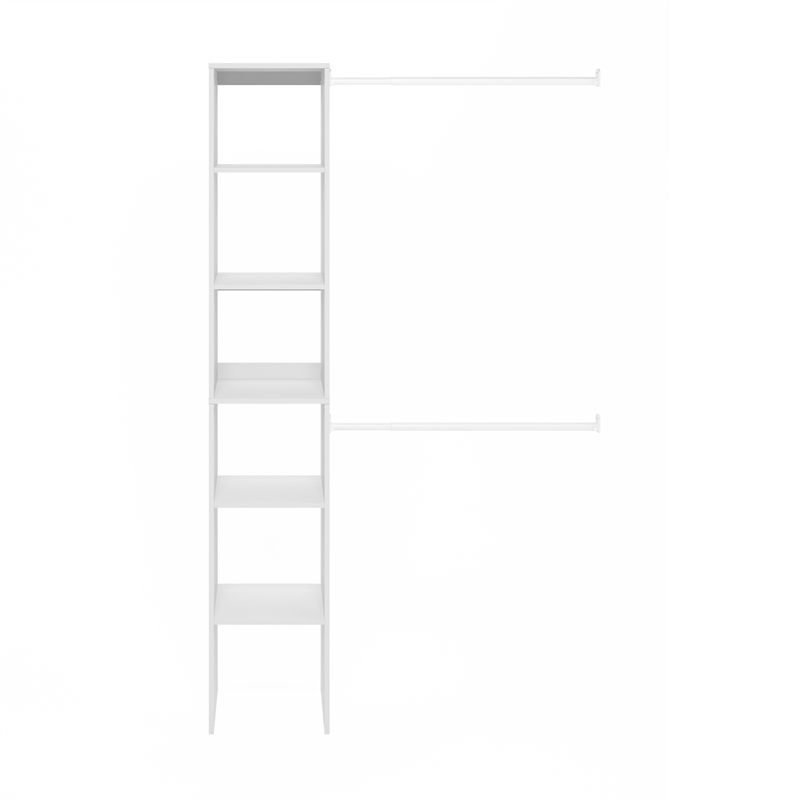 Furinno Fano Clothing & Closet Storage Organizer Shelf Tower with 2 White