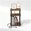 Furinno JUST 3-Tier Turn-N-Tube Open Storage Nighstand in Amber Pine/Black