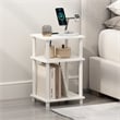 Furinno JUST 3-Tier Turn-N-Tube Open Storage Nighstand in Bedside White/White