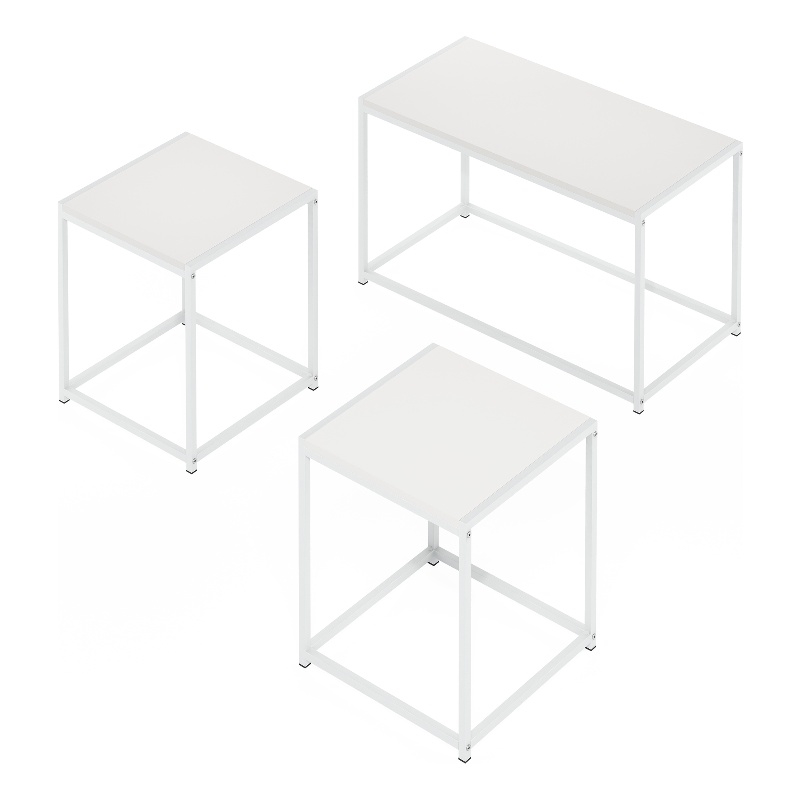 Furinno CAMNUS Modern Living Room Table Set with One Coffee Solid White/White