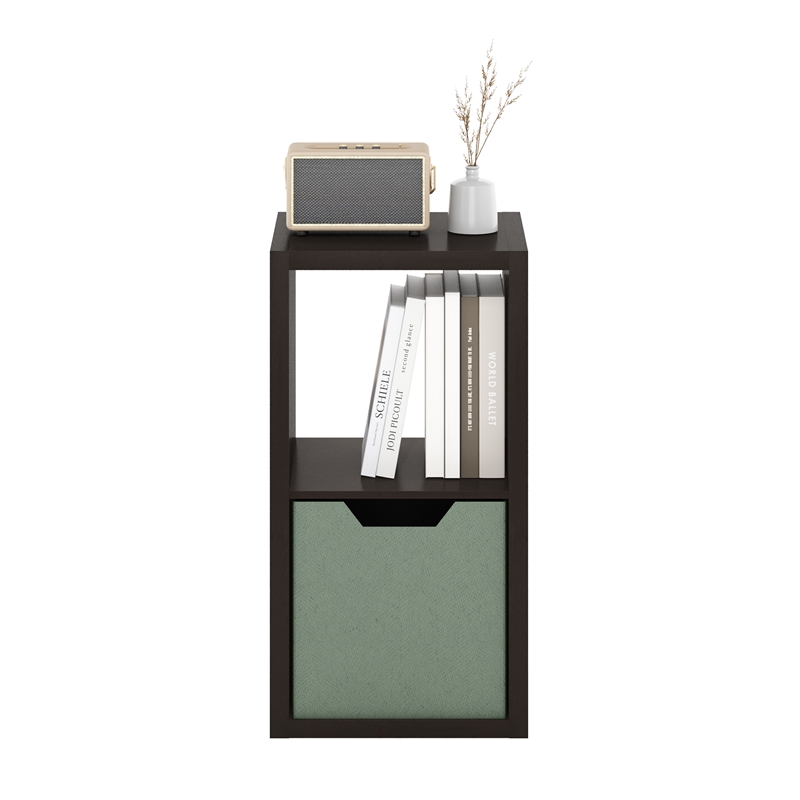 Furinno CUBICLE Open Back Decorative Cube Storage Organizer in 2-Cube Dark Oak