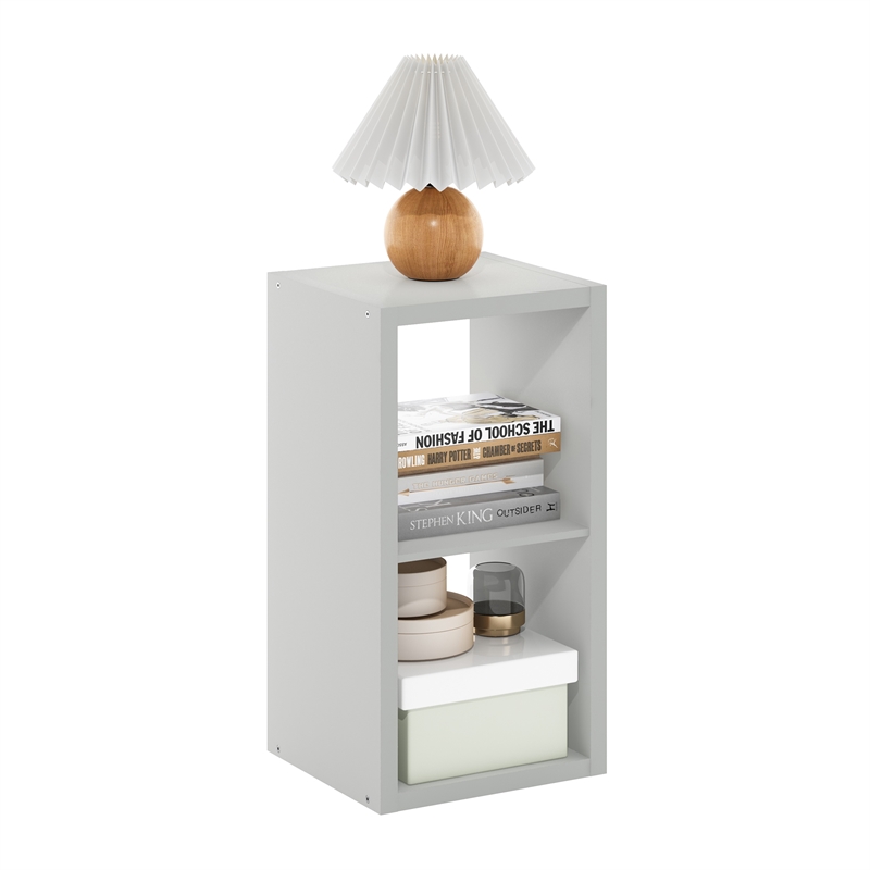 Furinno CUBICLE Open Back Decorative Cube Storage Organizer in 2-Cube Light Grey