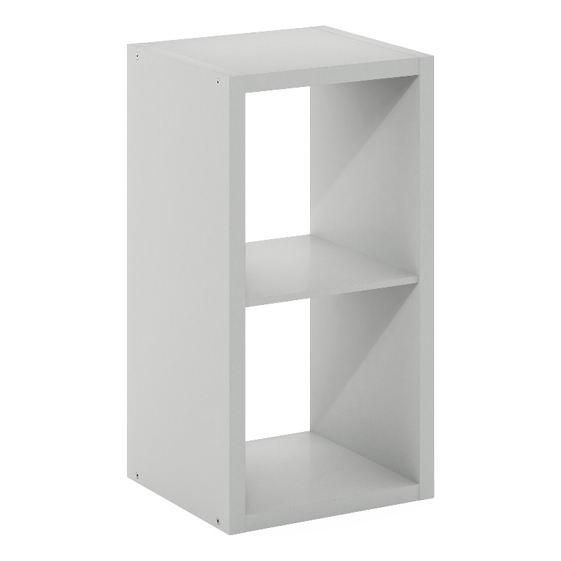 Furinno CUBICLE Open Back Decorative Cube Storage Organizer in 2-Cube Light Grey