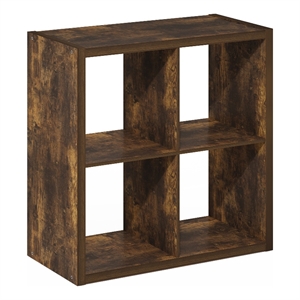 Furinno Cubicle Open Back Decorative Cube Storage Organizer in 4-Cube Amber Pine