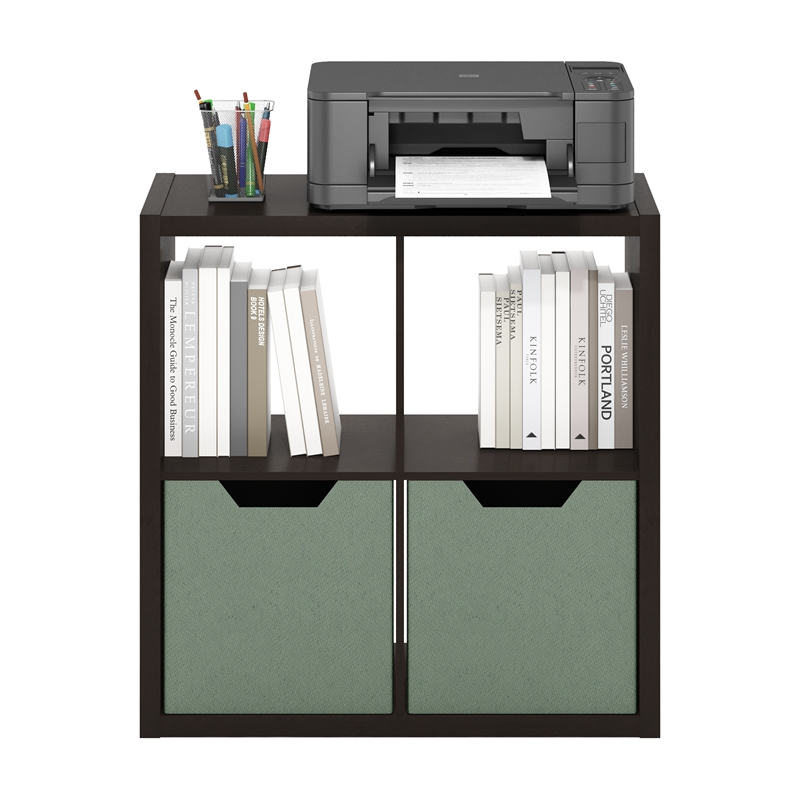 Furinno CUBICLE Open Back Decorative Cube Storage Organizer in 4-Cube Dark Oak