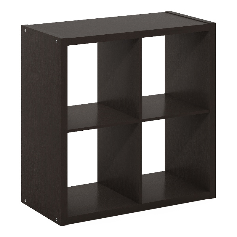 Furinno CUBICLE Open Back Decorative Cube Storage Organizer in 4-Cube Dark Oak