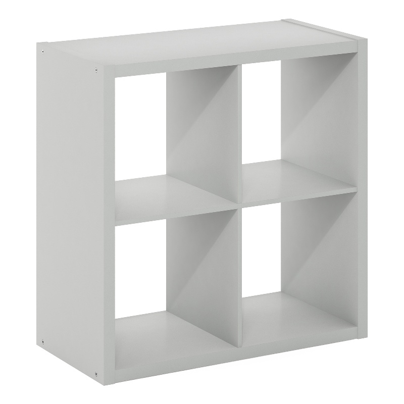 Furinno CUBICLE Open Back Decorative Cube Storage Organizer in 4-Cube Light Grey