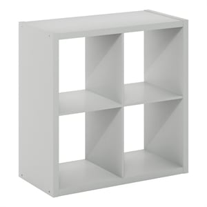 Furinno Cubicle Open Back Decorative Cube Storage Organizer in 4-Cube Light Grey