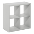 Furinno CUBICLE Open Back Decorative Cube Storage Organizer in 4-Cube Light Grey