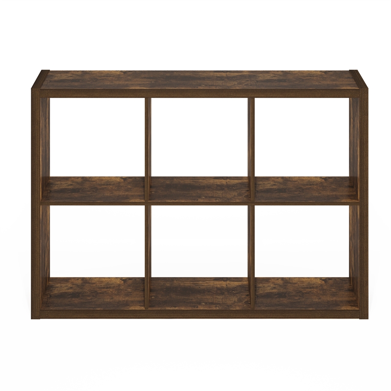 Furinno CUBICLE Open Back Decorative Cube Storage Organizer in 6-Cube Amber Pine