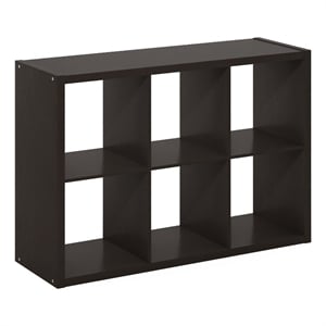 Furinno Cubicle Open Back Decorative Cube Storage Organizer in 6-Cube Dark Oak