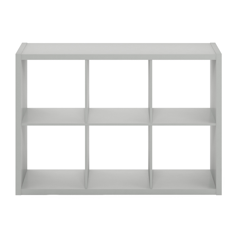 Furinno CUBICLE Open Back Decorative Cube Storage Organizer in 6-Cube Light Grey