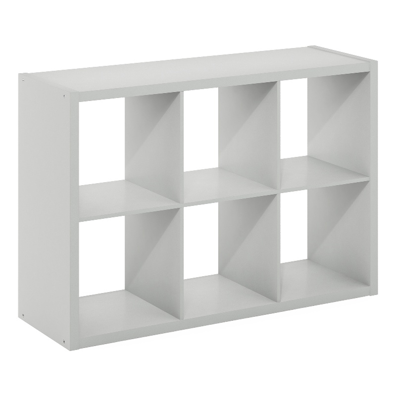 Furinno CUBICLE Open Back Decorative Cube Storage Organizer in 6-Cube Light Grey