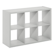 Furinno CUBICLE Open Back Decorative Cube Storage Organizer in 6-Cube Light Grey