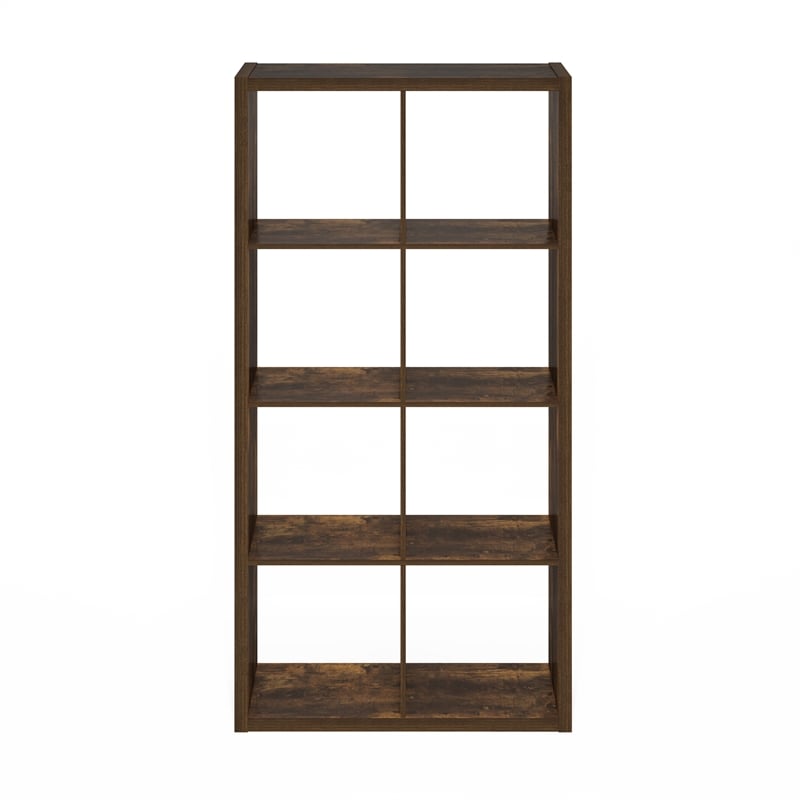 Furinno CUBICLE Open Back Decorative Cube Storage Organizer in 8-Cube Amber Pine