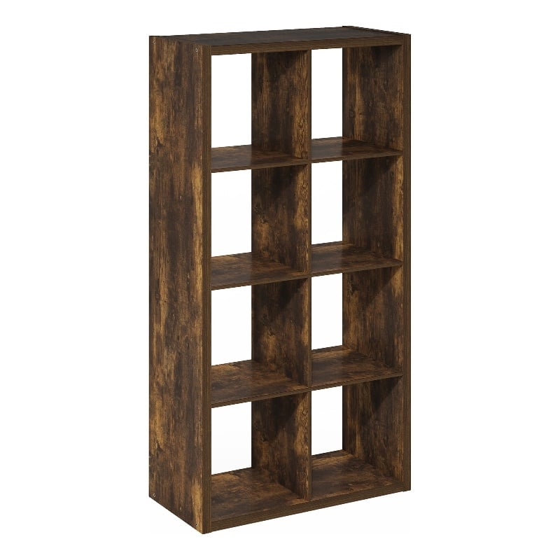 Furinno CUBICLE Open Back Decorative Cube Storage Organizer in 8-Cube Amber Pine