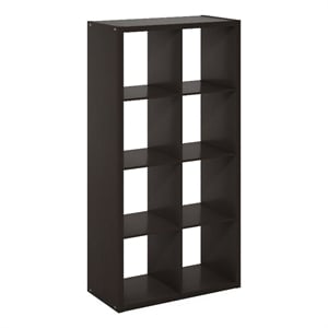 Furinno Cubicle Open Back Decorative Cube Storage Organizer in 8-Cube Dark Oak