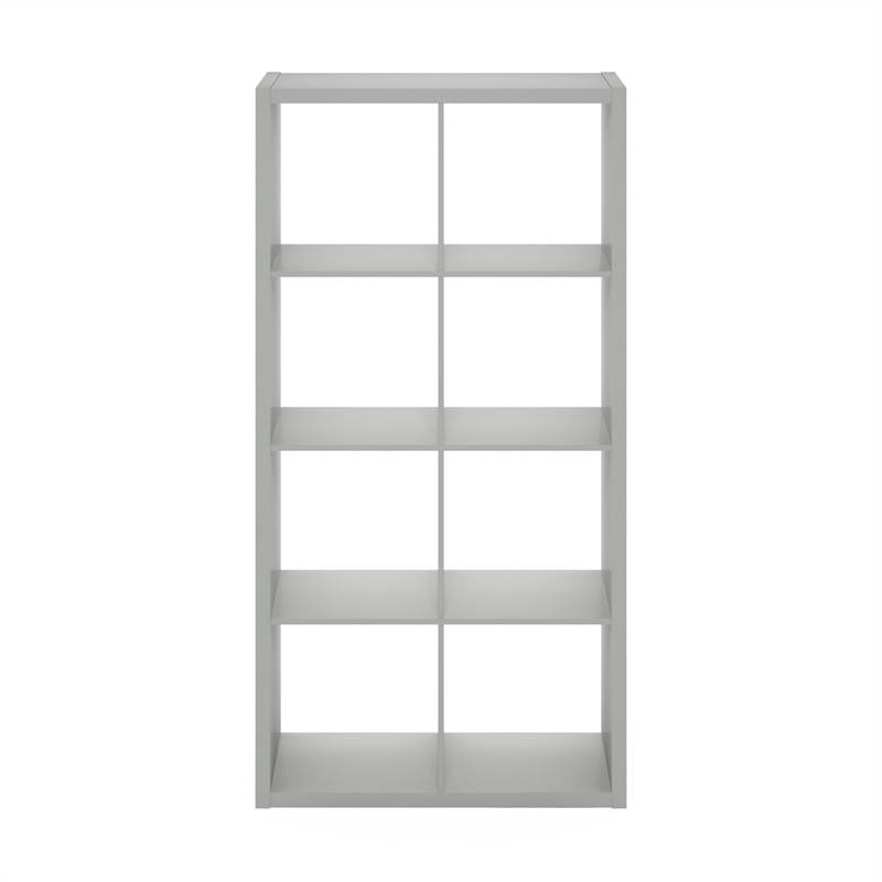 Furinno CUBICLE Open Back Decorative Cube Storage Organizer in 8-Cube Light Grey