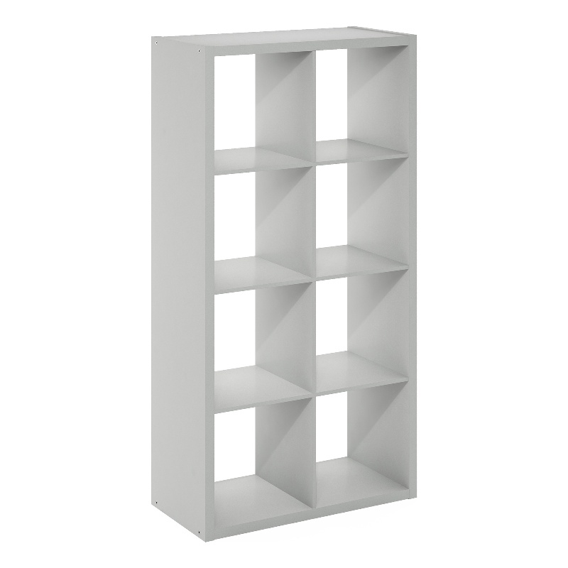 Furinno CUBICLE Open Back Decorative Cube Storage Organizer in 8-Cube Light Grey