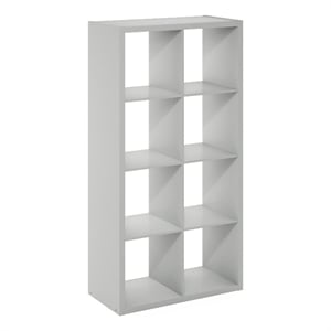 Furinno Cubicle Open Back Decorative Cube Storage Organizer in 8-Cube Light Grey
