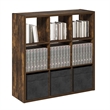 Furinno CUBICLE Open Back Decorative Cube Storage Organizer in 9-Cube Amber Pine