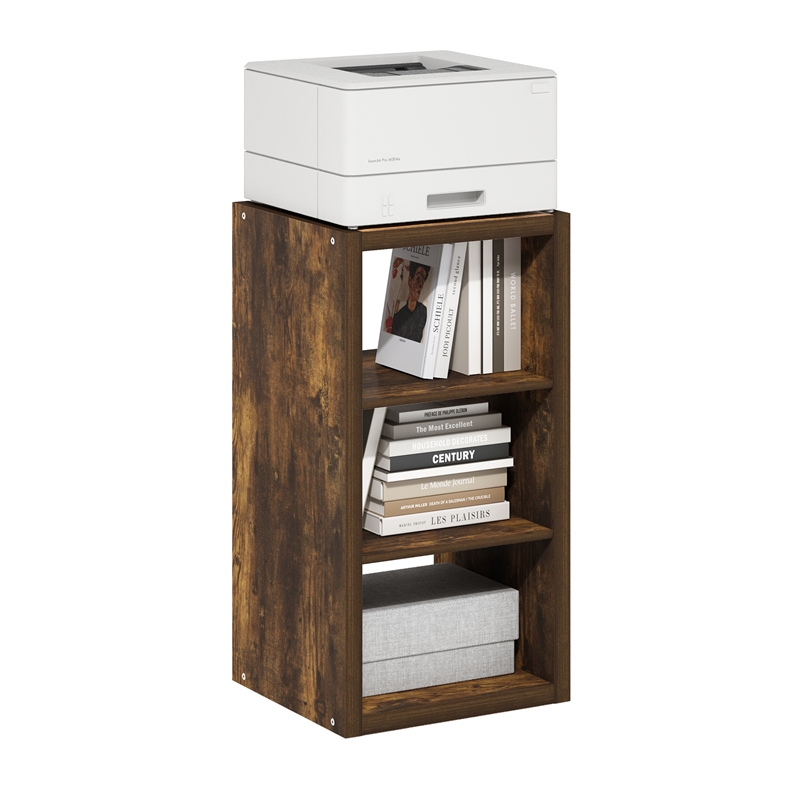 Furinno CUBICLE Open Back Decorative Cube Storage Organizer in 3-Cube Amber Pine