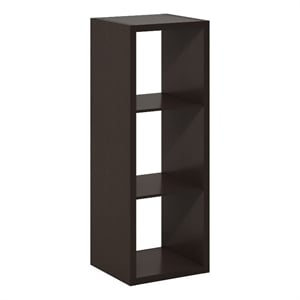 Furinno Cubicle Open Back Decorative Cube Storage Organizer in 3-Cube Dark Oak