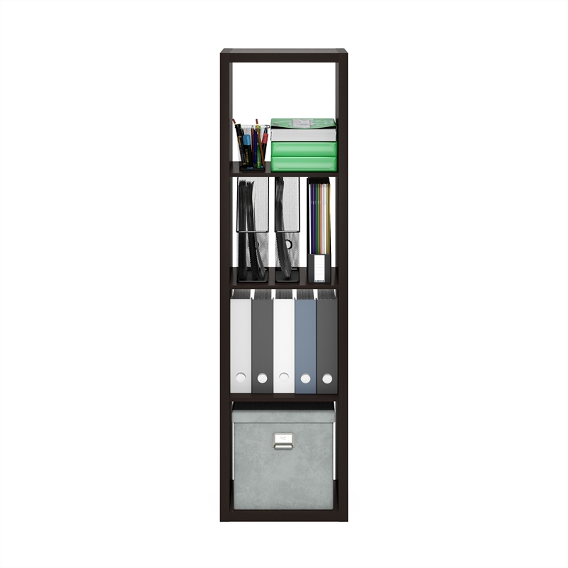 Furinno CUBICLE Open Back Decorative Verticle Cube Storage Organizer in Dark Oak
