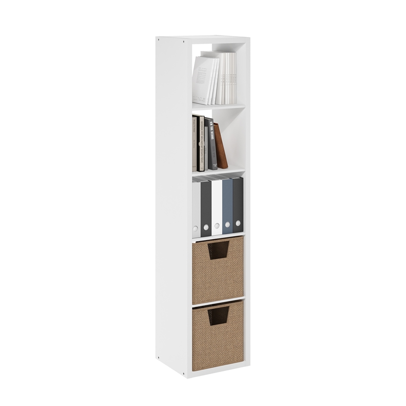 Furinno CUBICLE Open Back Decorative Verticle Cube Storage Organizer in White