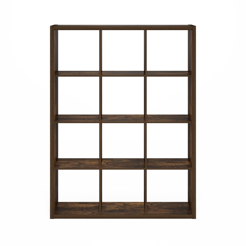 Furinno CUBICLE Open Back Decorative Cube Storage Organizer in Amber Pine